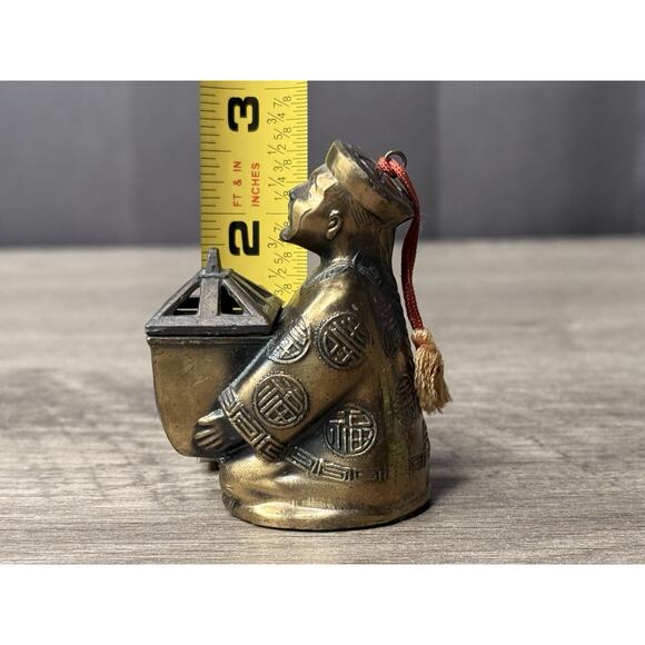 Chinese Man Figurine Incense/ Ashtray/ Inkwell Metal from Japan Vintage - Picture 9 of 10
